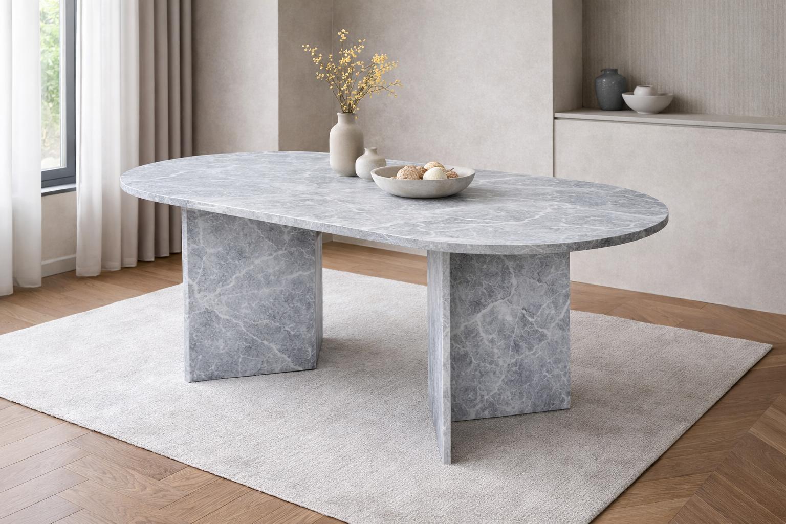 AÇIK GRİ MERMER MASA